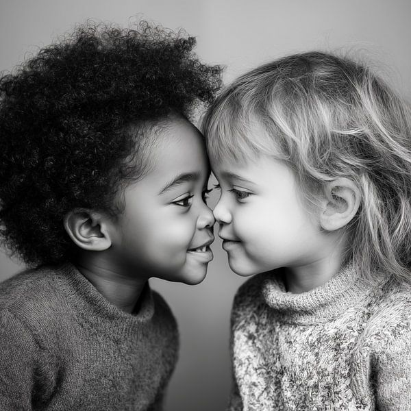 Süßes Porträt von zwei Kleinkindern von Schwarzer Kaffee