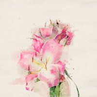 Two pink Lilies, watercolors style