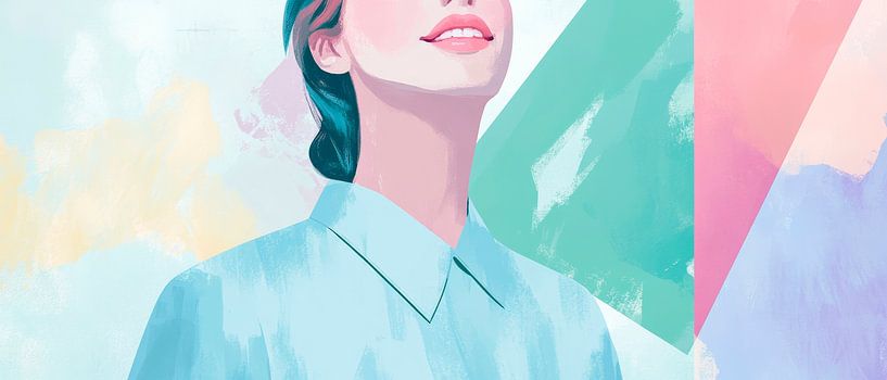 Femme aux couleurs douces - Art abstrait par Poster Art Shop