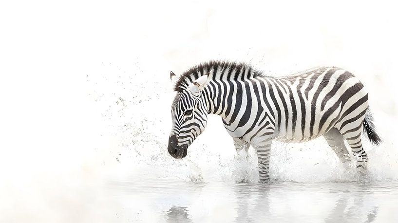 Zebra im Wasser von Heike Hultsch