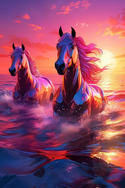 surreale Pferde im Wasser von Jörg B. Schubert