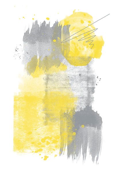 Watercolor Shapes No. 6 | Illuminating Yellow &amp; Ultimate Grey by Melanie Viola