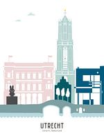 Skyline illustratie stad Utrecht in kleur