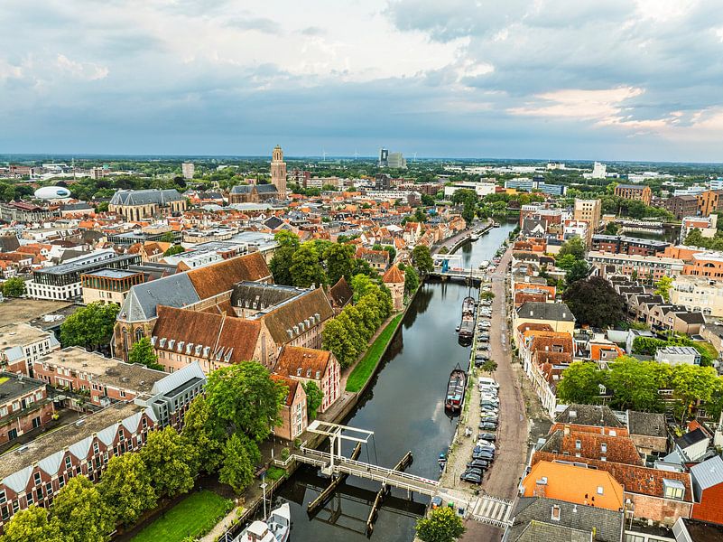Zwolle Thorbeckegracht from above during a summer sunset by Sjoerd van der Wal Photography