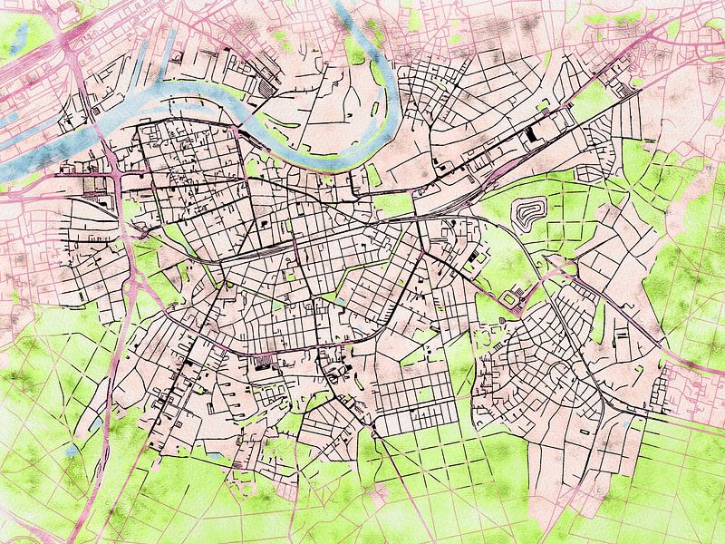 Carte de Offenbach am Main avec le style 'Soothing Spring' par Maporia