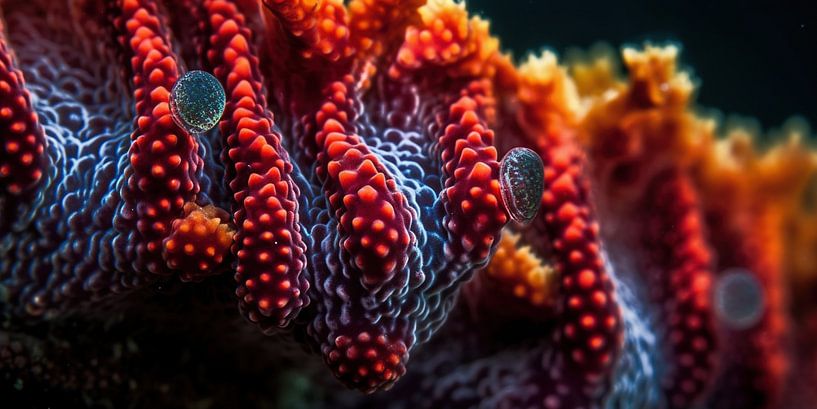 Blue Current - Feuerkoralle Wand-Leinwand von Surreal Media