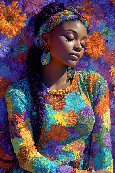 art femme avec fleurs par Egon Zitter