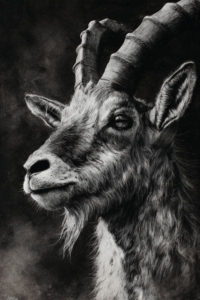 Capricorn Proud Silence in Black and White Portrait by Eva Lee