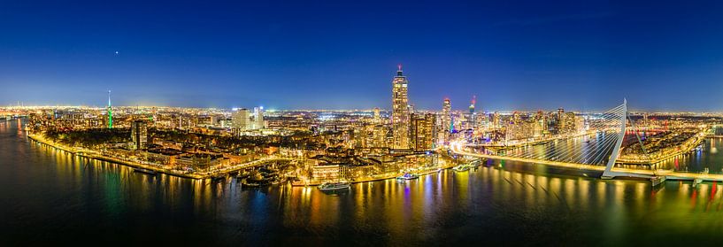 Rotterdam nighttime skyline panorama view by Sjoerd van der Wal Photography