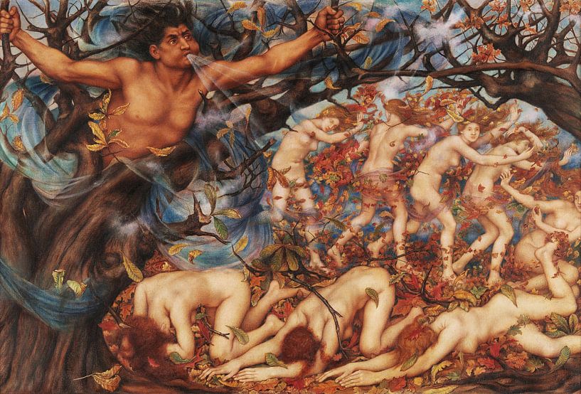 Evelyn De Morgan, Boreas und die gefallenen Blätter - 1914 von Atelier Liesjes
