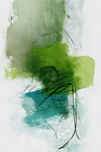 Peinture abstraite - Vert Bleu Calme Organique par Joriali Art abstrait