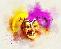 Hofnarrenhut Karnevalsmaske in bunter Aquarellfarbe