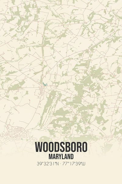 Carte ancienne de Woodsboro (Maryland), USA. par Affiches de lieux