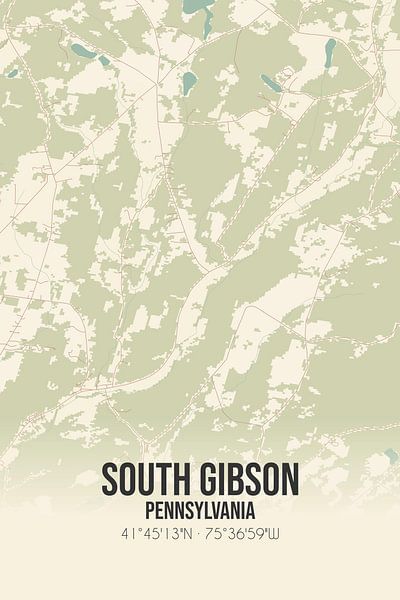 Alte Karte von South Gibson (Pennsylvania), USA. von Ortsdrucke