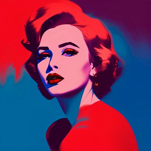 Rouge Reverie - pop art portrait of lady in red by The Art Kroep