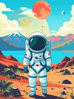 Astronaute sur une planète désertique orange