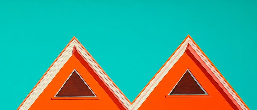 Bunte Dächer vor Himmel – Grafik-Design von Poster Art Shop