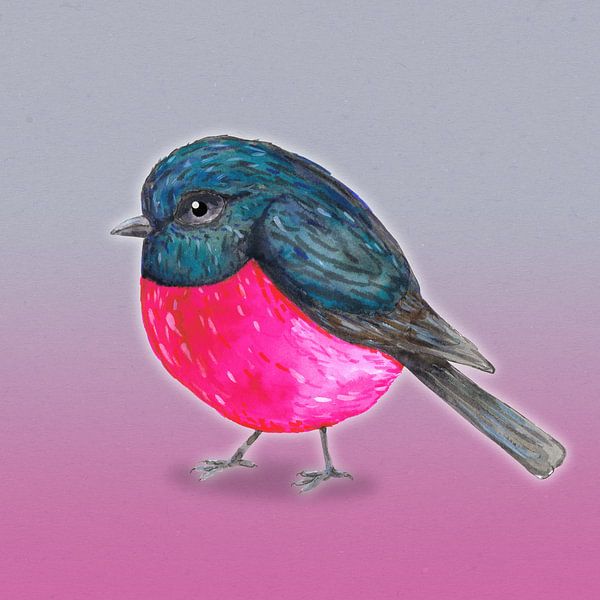 Rosenbrust-Schnäpper von Bianca Wisseloo