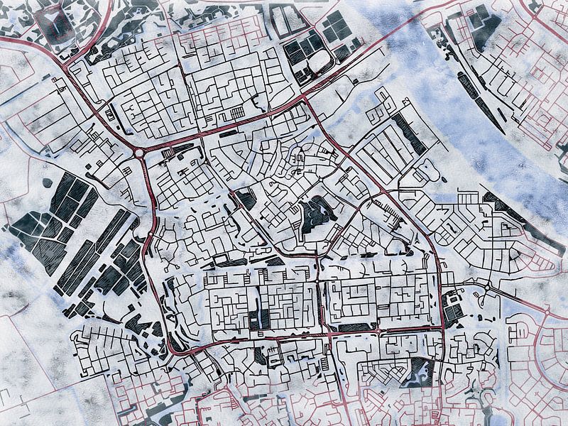 Carte de Spijkenisse avec le style 'White Winter' par Maporia