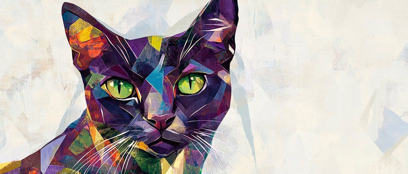 Bunte Augenblicke – Gemusterte Katze von Poster Art Shop