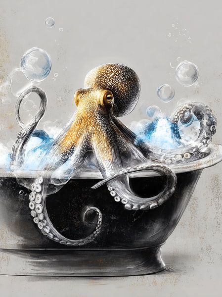 Octopus in bathtube by JBJart Justyna Jaszke