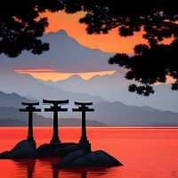 Rood morgenlicht bij monumenten