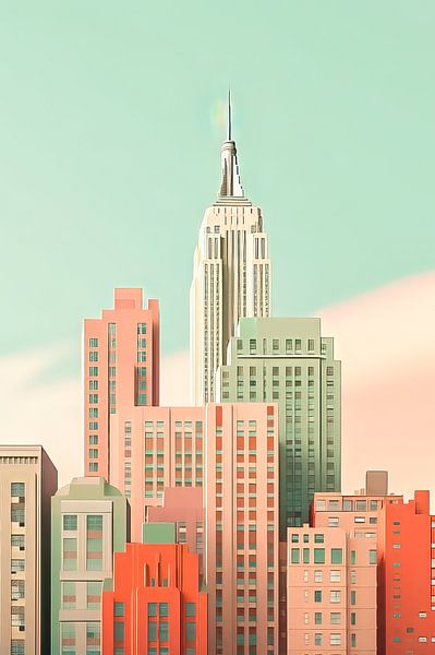 Illustration de New York en couleurs pastel par Thea
