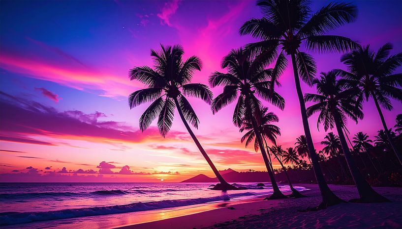 Coucher de soleil rétro et montagnes par Mustafa Kurnaz