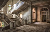 Staircase gray in abandoned hospital