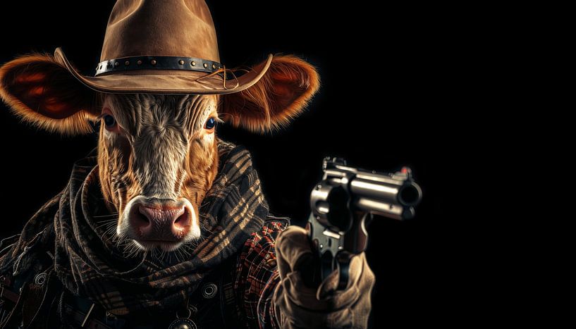 Cowboy-Kuh mit Gewehr-Panorama von TheXclusive Art