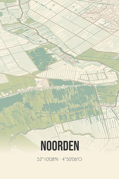 Alte Karte von Noorden (Südholland) von Ortsdrucke