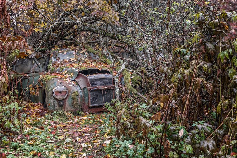 Des traces de rouille dans la forêt - Un cimetière de voitures en Suède par Gentleman of Decay