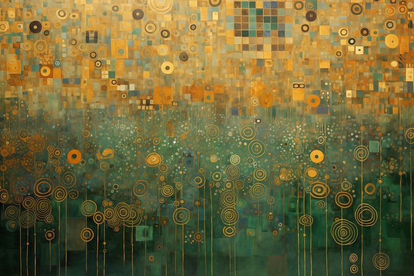 Goldene Geometrie über grünen Feldern von Whale & Sons