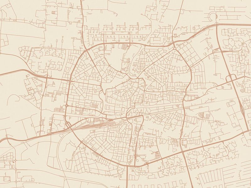 Terracotta-Stil Karte von Leeuwarden von De Kaartenwinkel