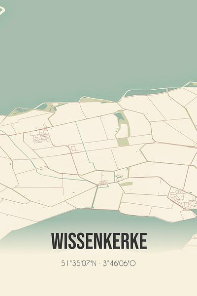 Vieille carte de Wissenkerke (Zeeland) par Affiches de lieux