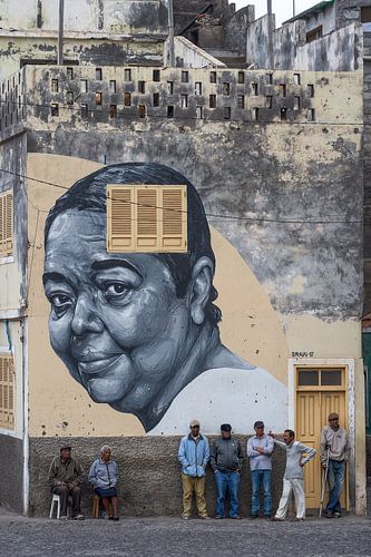 Muurschildering van Cesária Évora