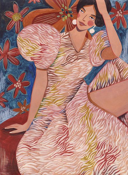 Femme en robe rayée par Caroline Bonne Müller