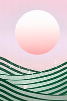 Abstrakte Wellen in Grün und Rosa 2