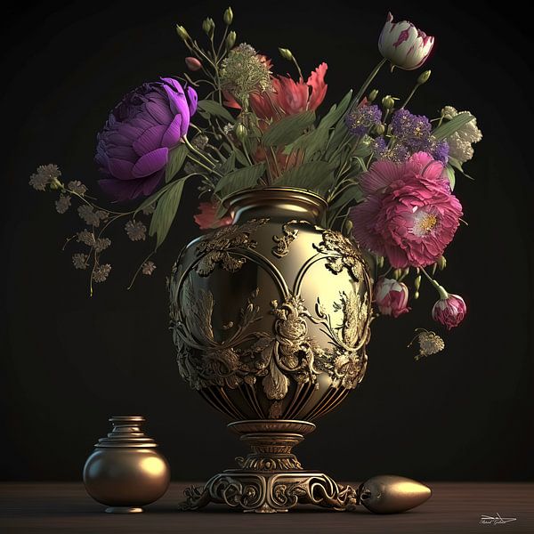 Stilleben mit Blumen. von Gelissen Artworks