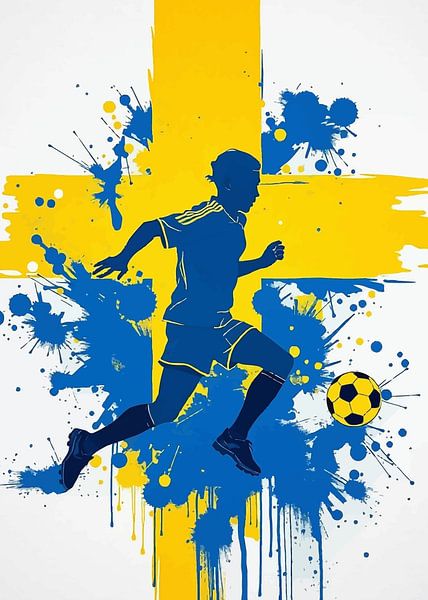 Silhouette d'un joueur de football suédois en train de dribbler par MIROKKU