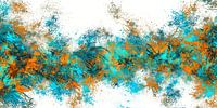 Orange and teal paint explosion