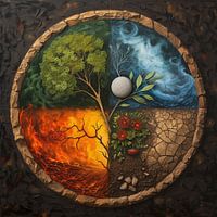 Gemälde: 4 Elemente - kraftvolle astrologische Symbolik