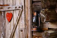 Idyllische Toilettentür in der Schwedischen Wildnis