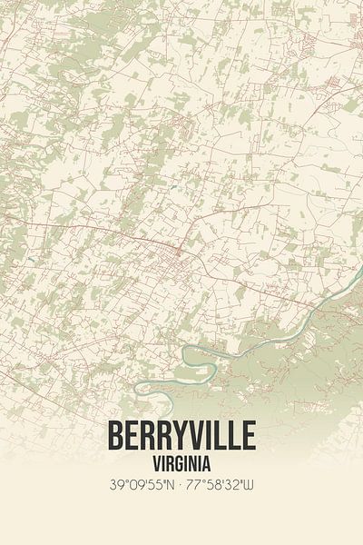 Carte ancienne de Berryville (Virginie), USA. par Affiches de lieux