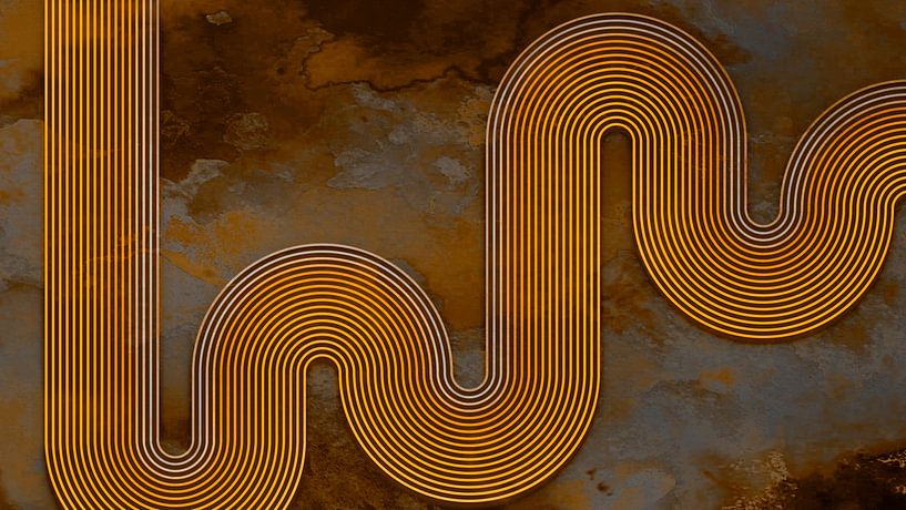 Japandi Modern Abstrakt Geometrisch Organisch Linie Kurve Metall Kunst von Mad Dog Art