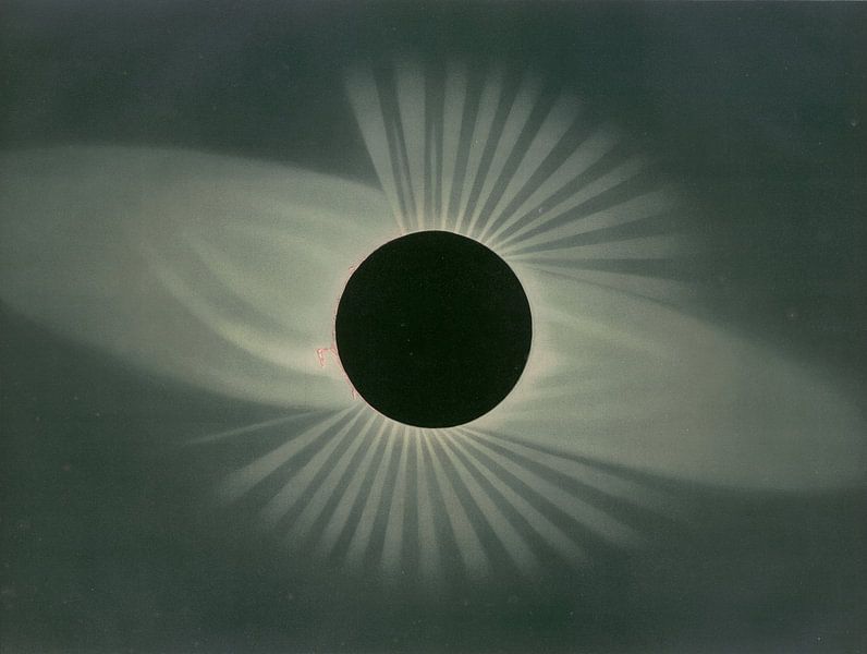 Étienne Léopold Trouvelot, "Totale Sonnenfinsternis" in Das Handbuch der astronomischen Zeichnungen von Trouvelot, 1882. von Teylers Museum