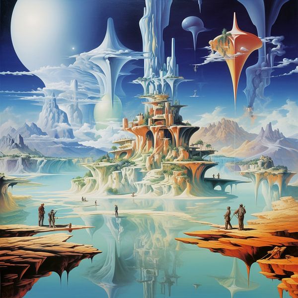 Fantasie Insel Landschaft surreal Traumwelt Himmel Erde von gm_designs