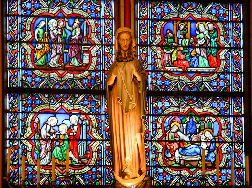 stained glass and Mary, Notre Dame, Paris by Jan Fritz
