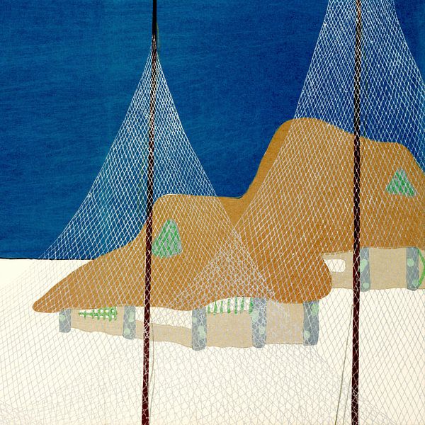 Fishing village by Mad Dog Art