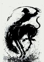 Dynamische Cowboy Rodeo Silhouette Kunst